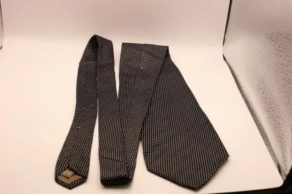 Calvin Klein Men's Black and White Pin Dot 100% Silk Necktie